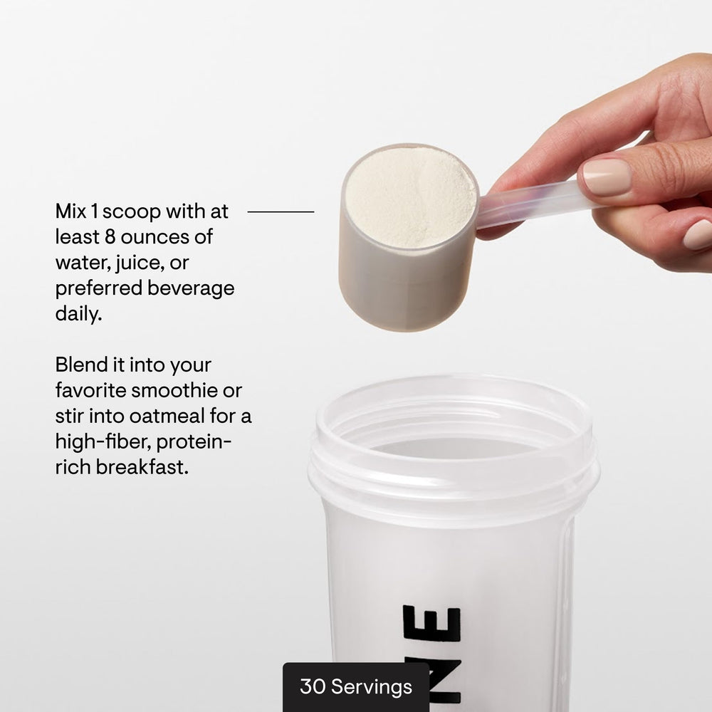 THORNE Whey Protein Isolate vanilla shake glass illustrates mixability