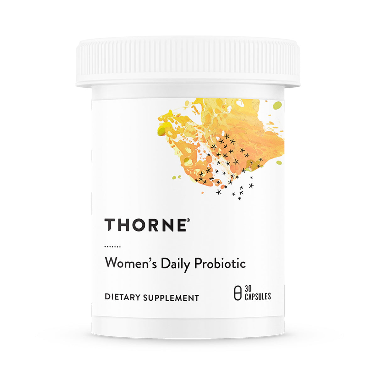 THORNE Women's Daily Probiotic bottle front highlighting shelf-stable daily use for immune support