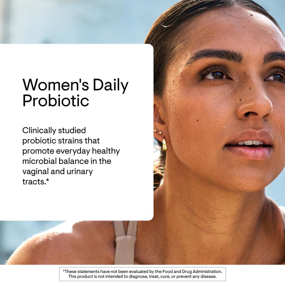 THORNE Women's Daily Probiotic label detail notes clinically studied strains for urinary and vaginal balance