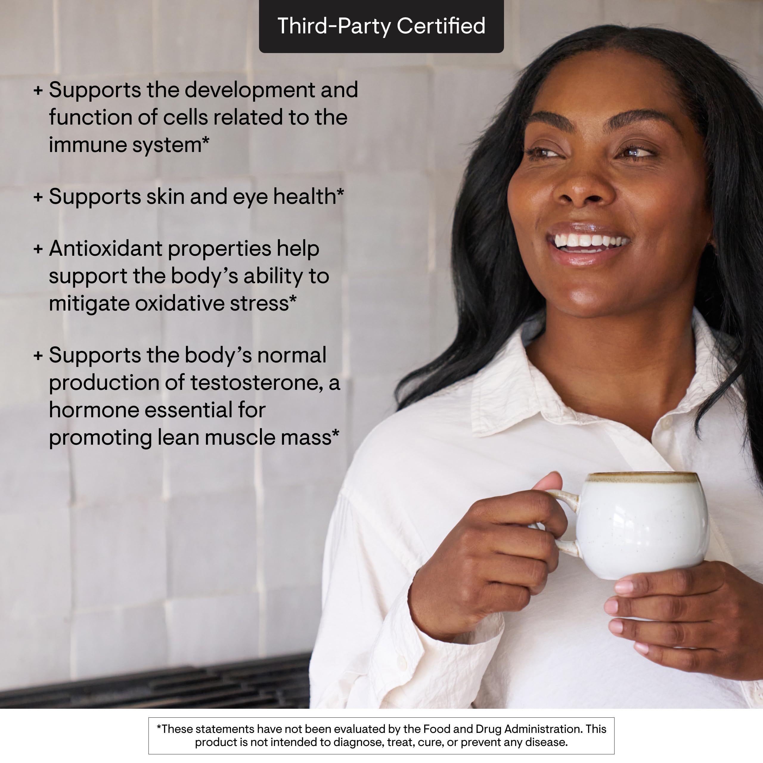 Thorne Zinc Bisglycinate graphic communicates immune support through antioxidant properties.