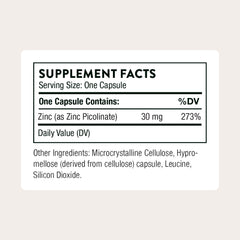 Thorne Zinc Picolinate 30mg capsules neatly arranged for easy daily dosing