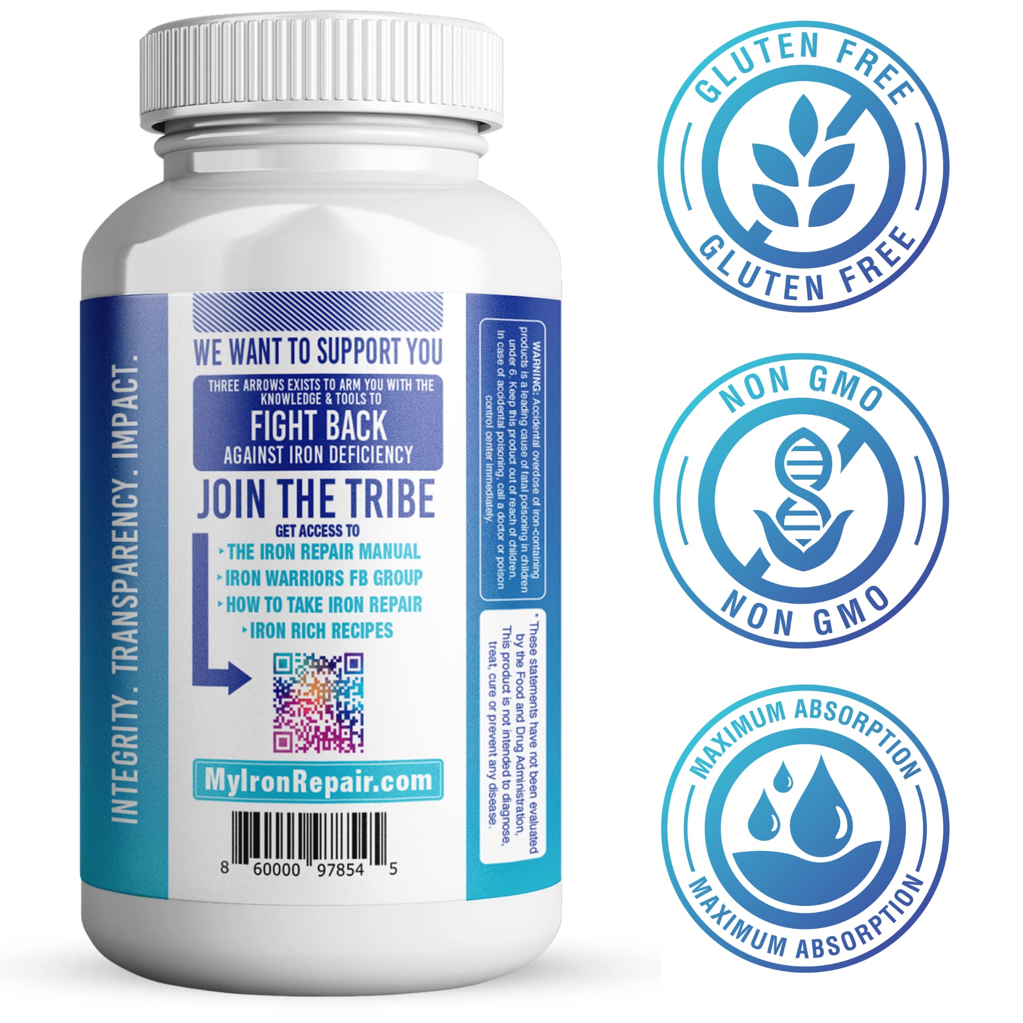Three Arrows Natural Iron capsule showing clean ingredients and simple daily use