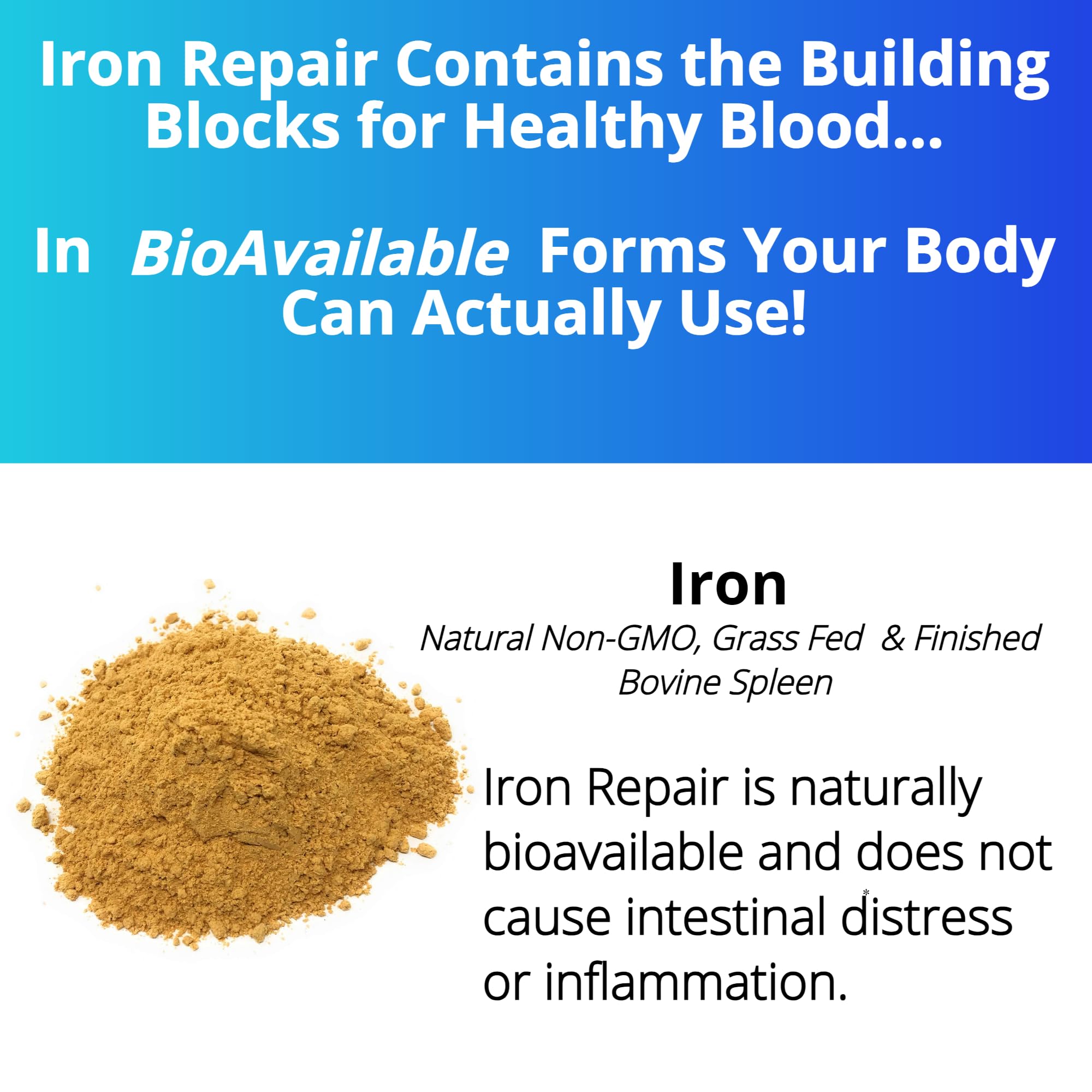 Three Arrows Iron Repair close-up illustrating natural concentrated spleen iron