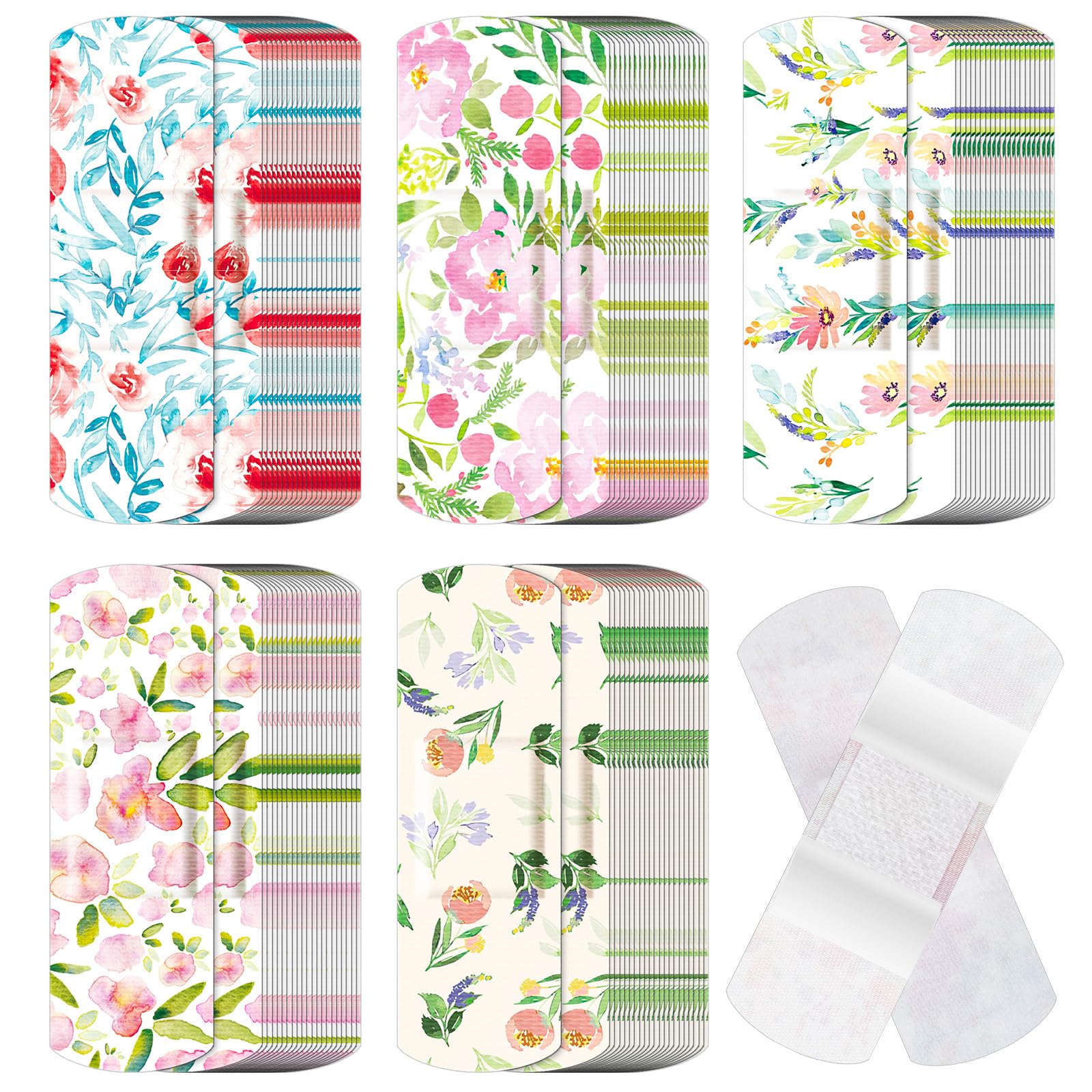 Threlaco floral bandages bundle close-up showing colorful flowers for everyday scrapes.
