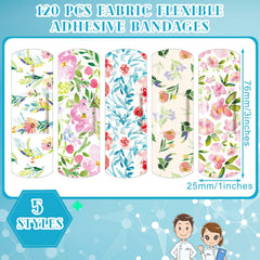 Threlaco floral-pattern bandages pack for quick wound coverage.