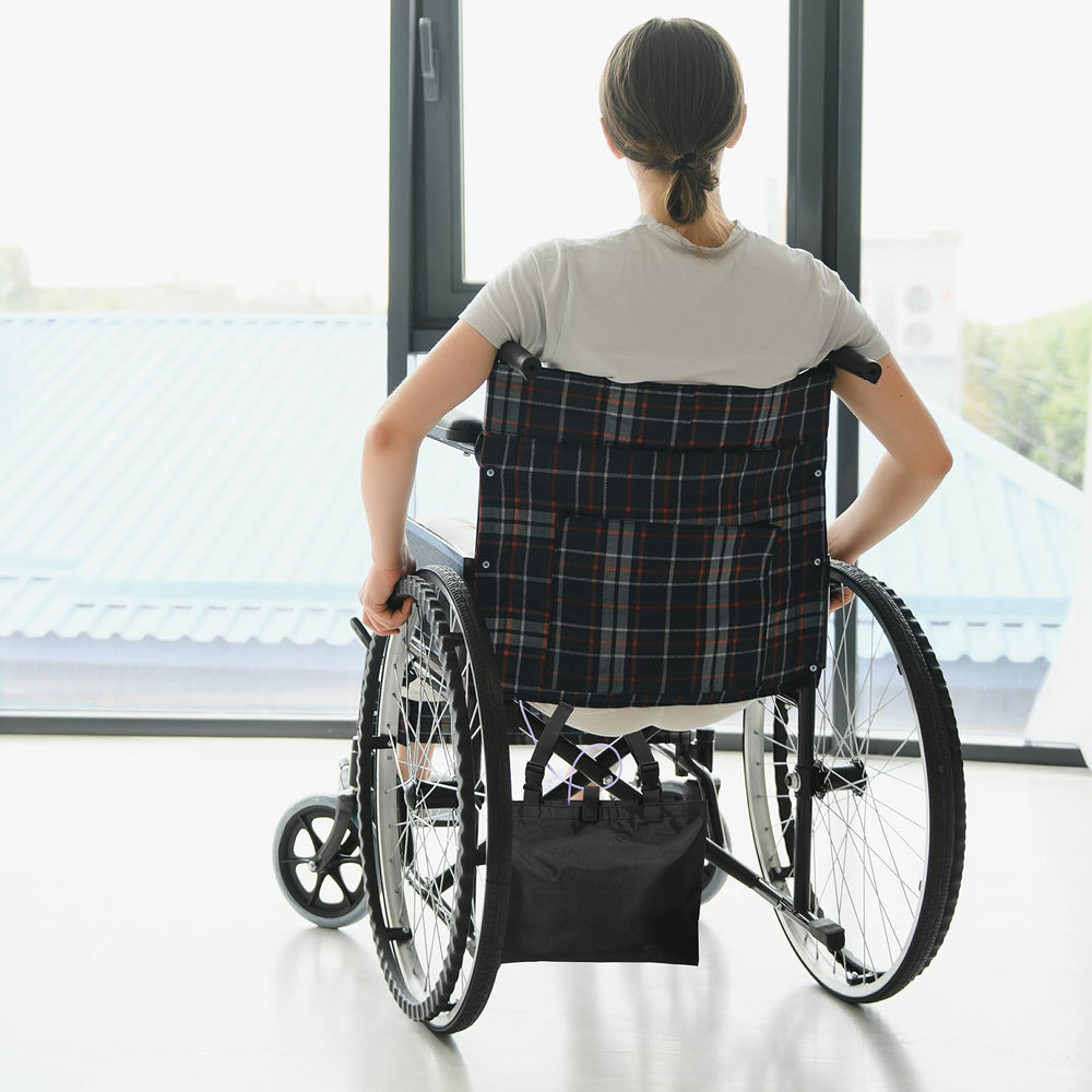 Threlaco universal-fit bag holder adaptable to wheelchairs and beds
