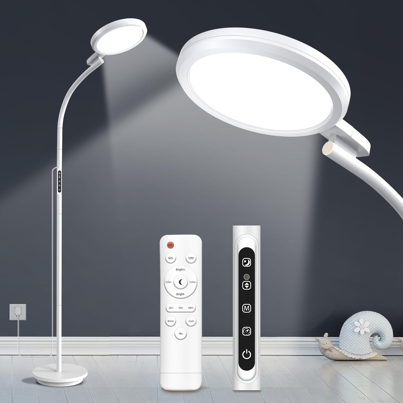 Threnthos Light Therapy lamp on desk delivers 10,000 lux for focused work.
