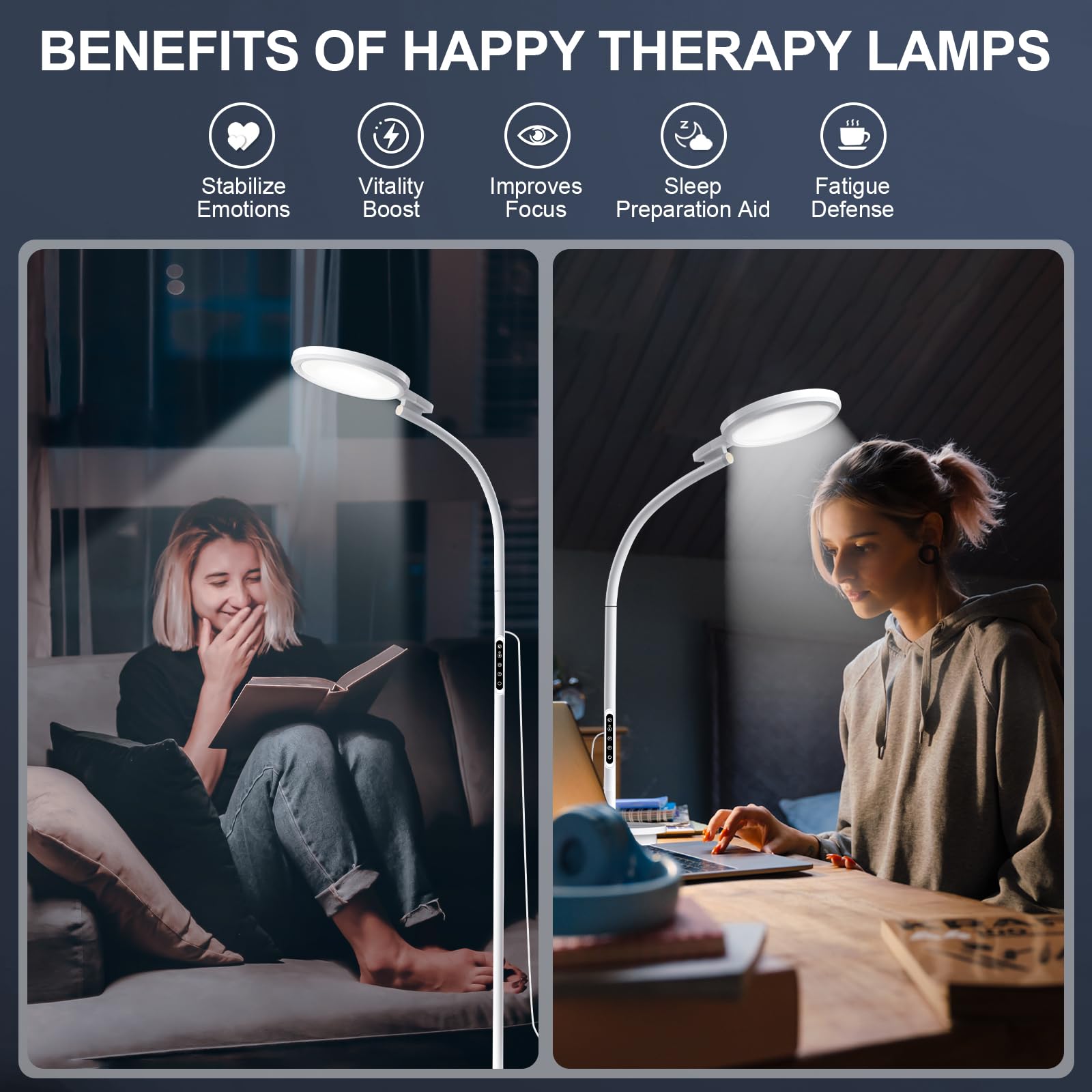 Threnthos lamp with remote control switches brightness and color temperature easily.