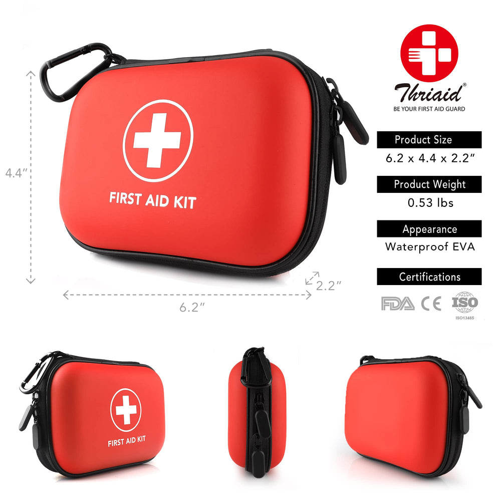 THRIAID first aid kit with waterproof shell keeps contents secure outdoors