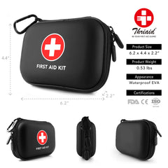 THRIAID Mini First Aid Kit water-resistant case protects supplies in wet conditions