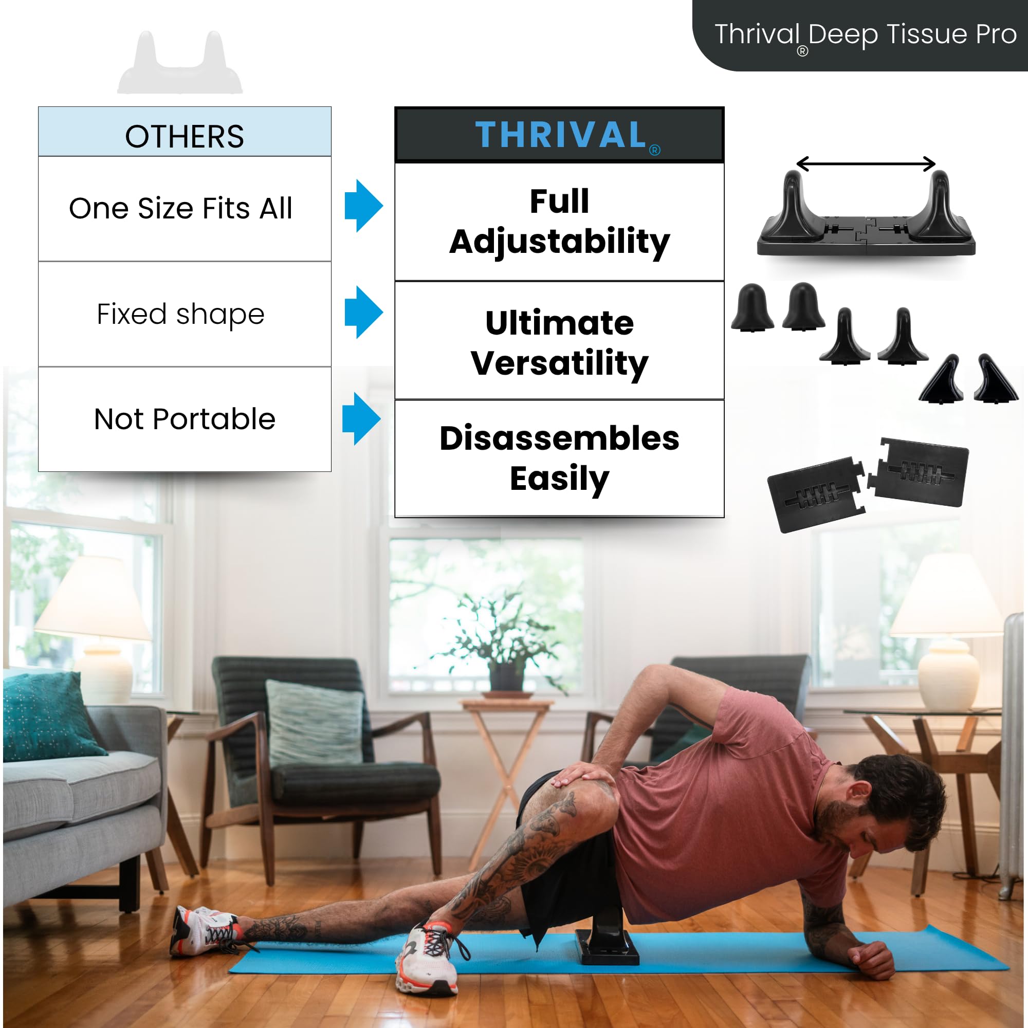 Thrival Deep Tissue Pro five-position lock enables customizable relief per muscle