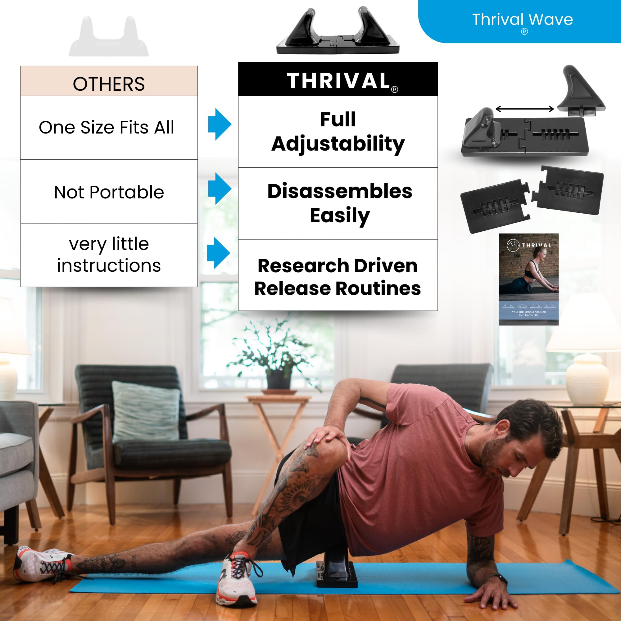 Thrival Wave compact portable design fits gym bag and travel