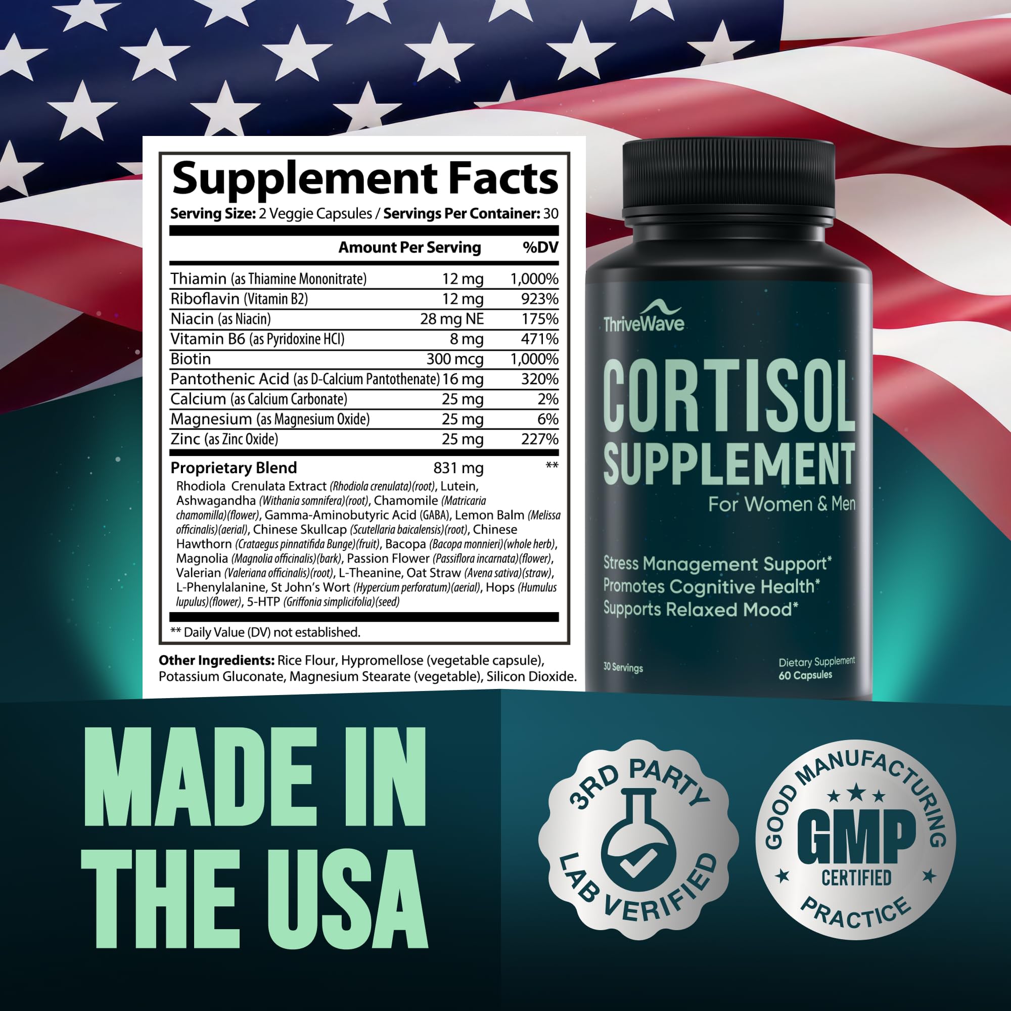 ThriveWave bacopa monnieri ingredient highlight for cognitive calm support.