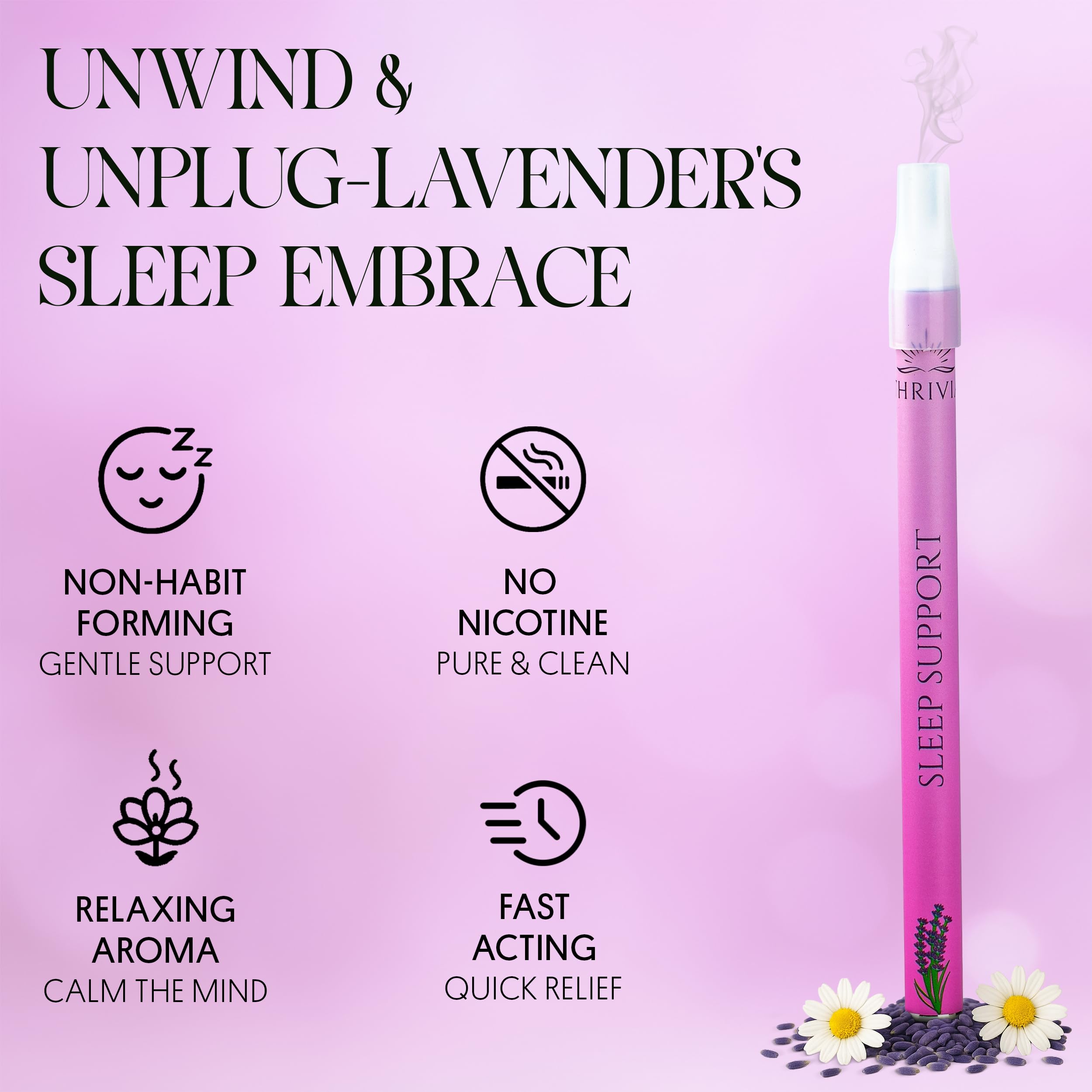 Thrivia diffuser pen packaging highlighting compact portable relaxation tool.