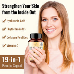 ThrivyThystle Hyaluronic Acid capsules being poured for easy daily intake