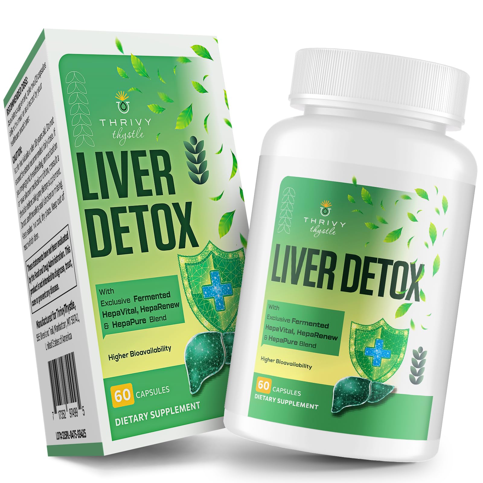 ThrivyThystle liver detox bottle showing a fermented herbal blend for daily liver support