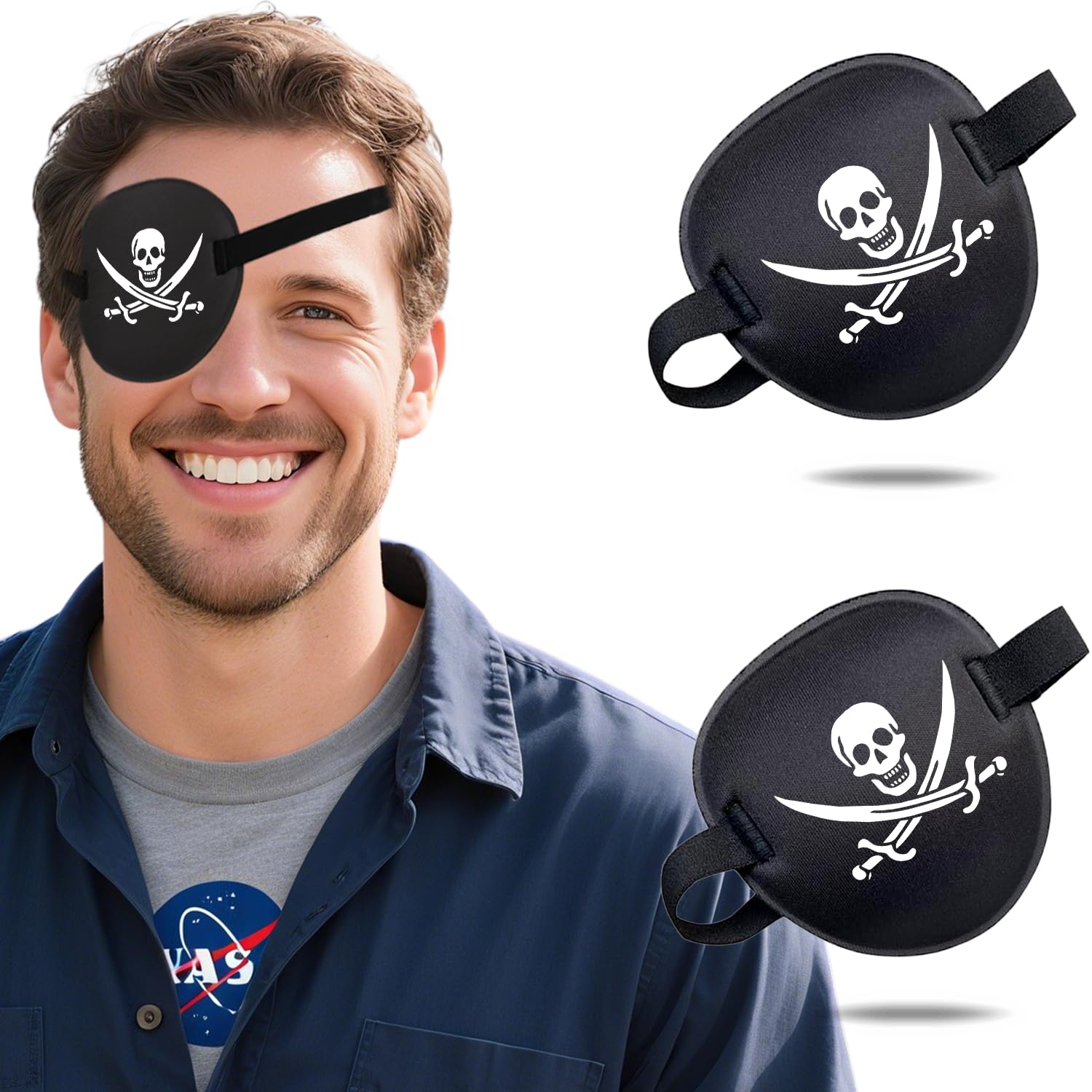 THSIREE pirate eye patch with soft fabric for comfortable all day wear