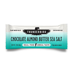 Thunderbird Real Food Bars pack-shot in chocolate almond butter sea salt flavor, ready to grab.