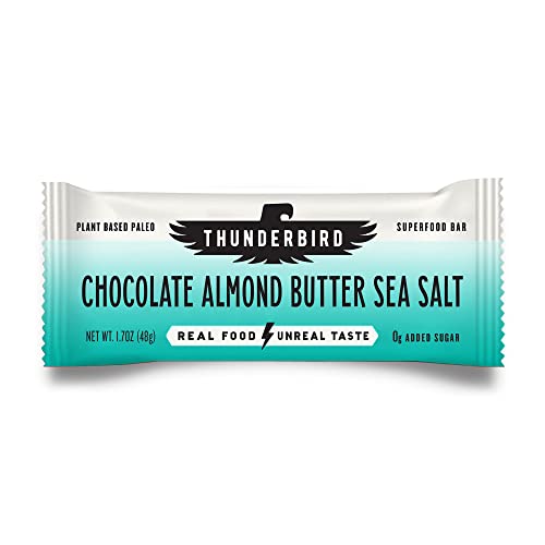 Thunderbird Bars pack showing chocolate almond butter sea salt flavor for on-the-go energy