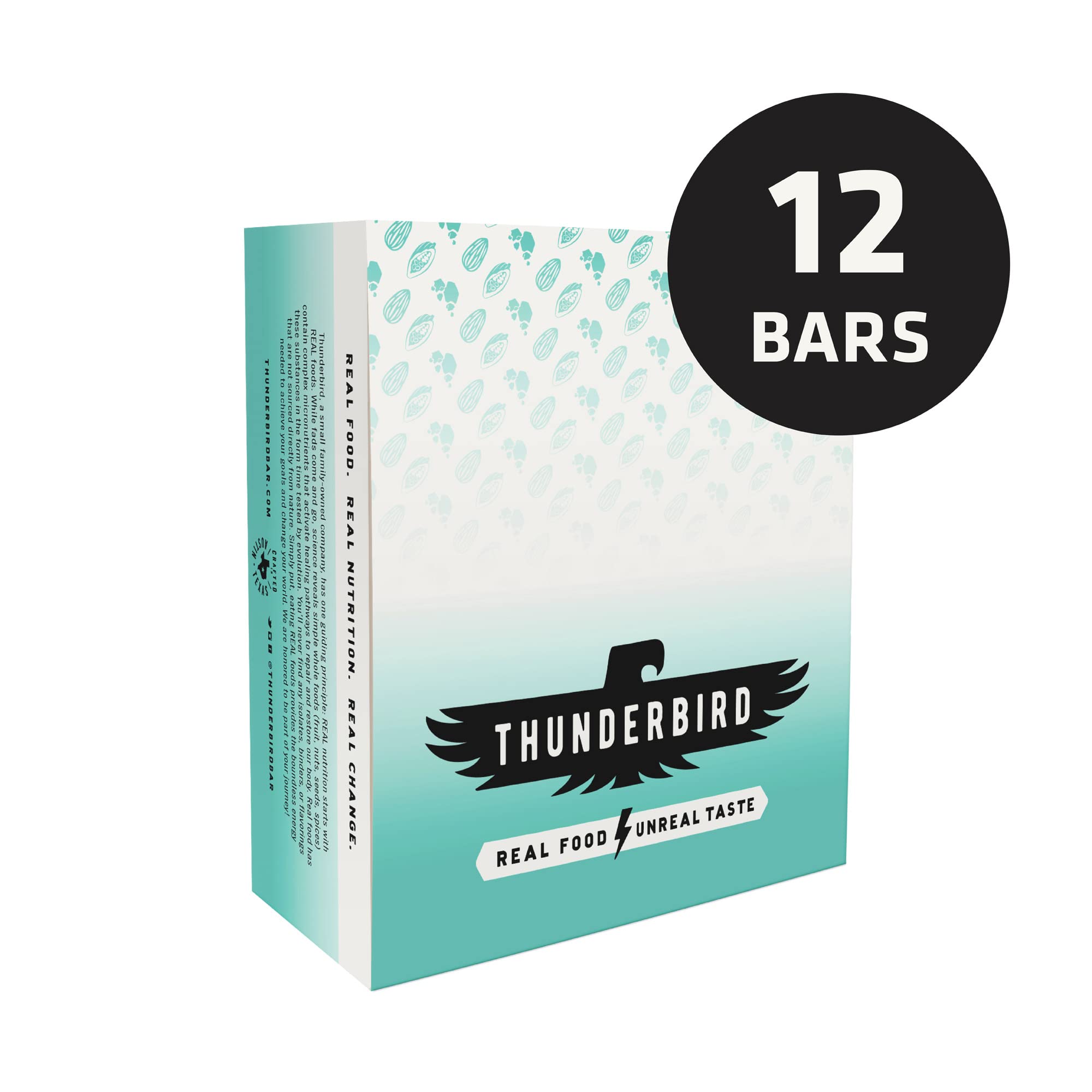 Nutrition panel close-up on Thunderbird Bars highlighting protein and gluten-free status.