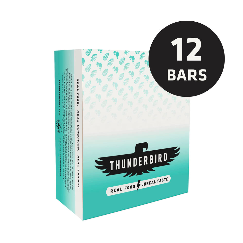 Nutrition panel close-up on Thunderbird Bars highlighting protein and gluten-free status.