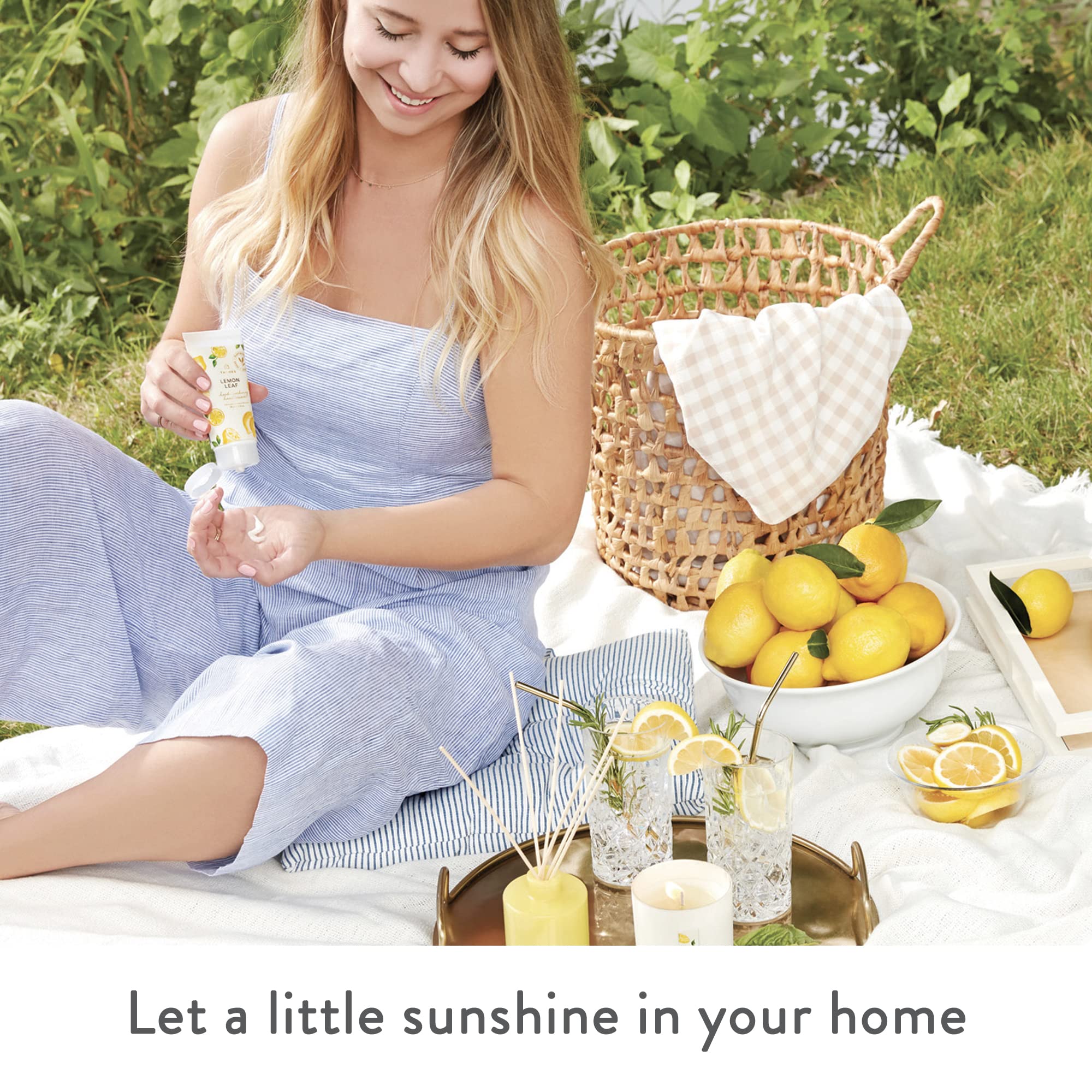 Thymes Lemon Leaf in a living room creates bright, inviting ambience.