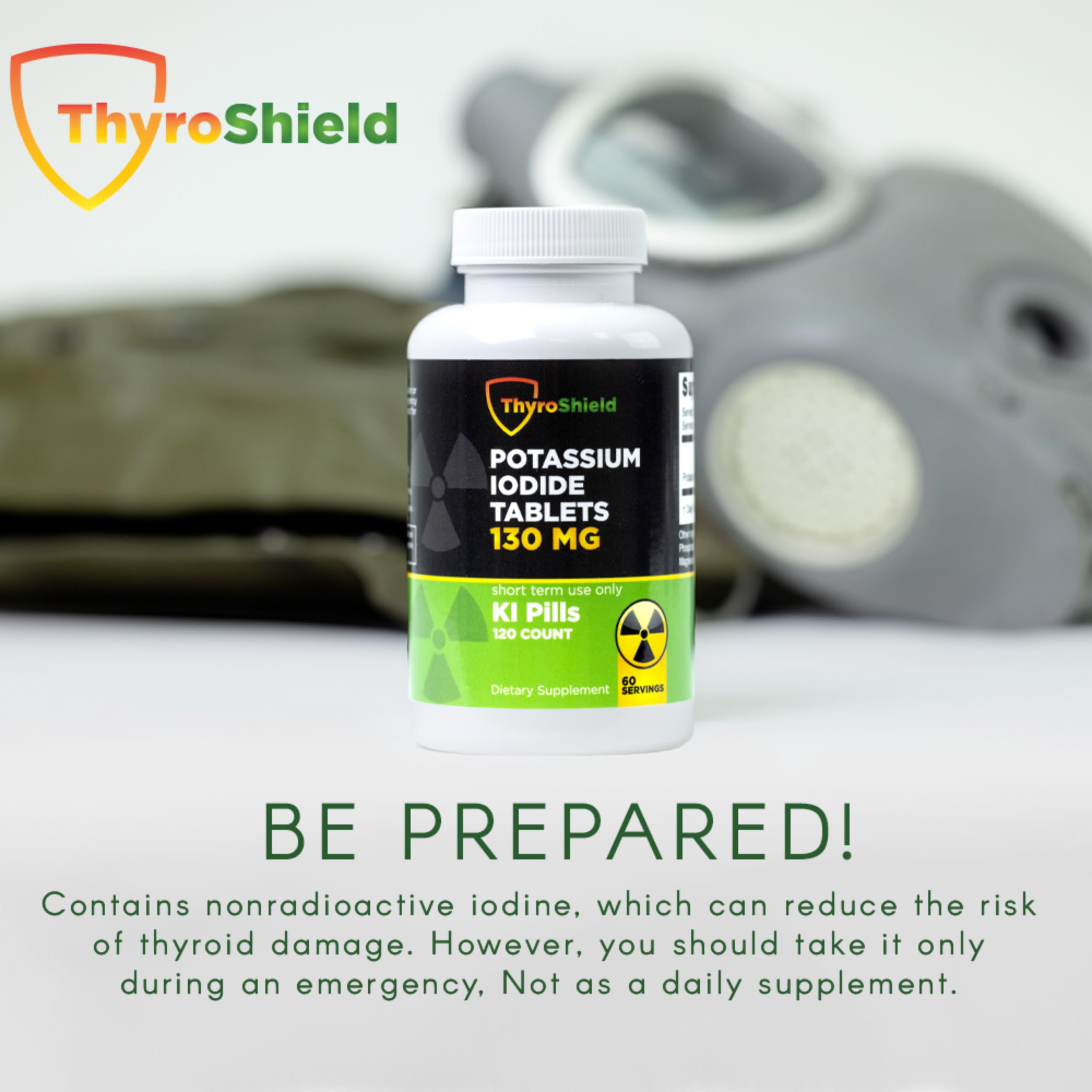 ThyroShield tablets poured into cap demonstrates easy dispensing.