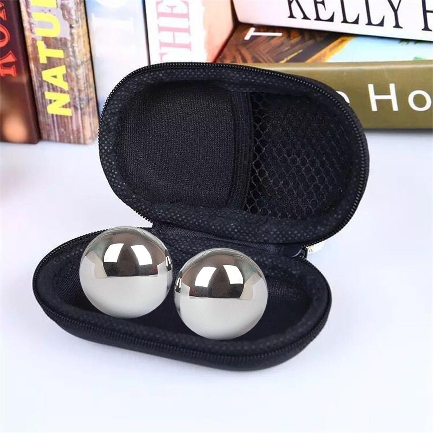 Tianigo Baoding balls shown as premium metal therapy tool for cool-down.