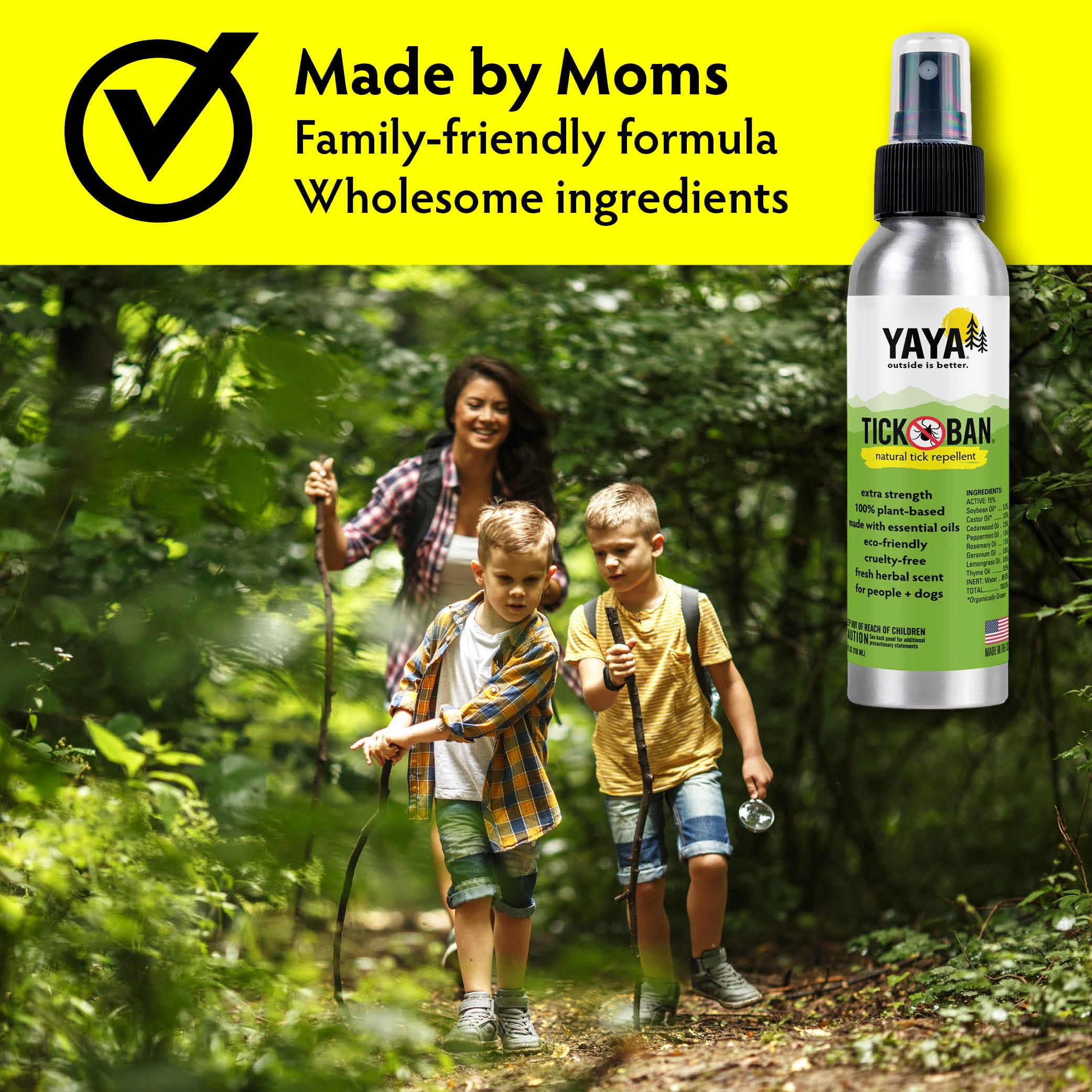 Tick Ban cedarwood essential oils for a woodsy scent outdoors.