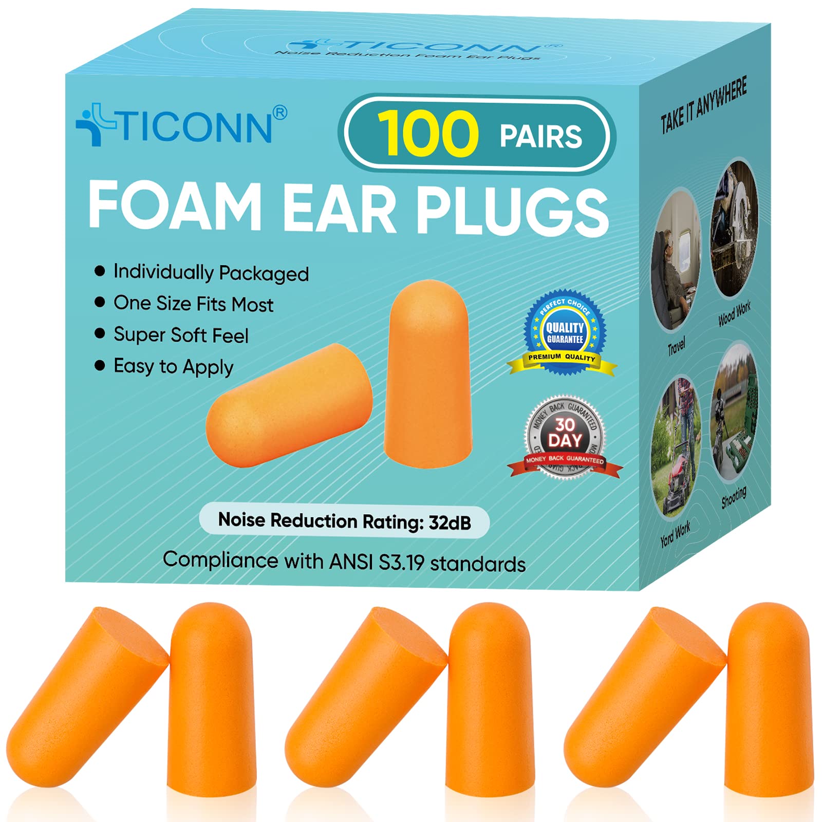 TICONN disposable ear plugs for hygienic shared spaces