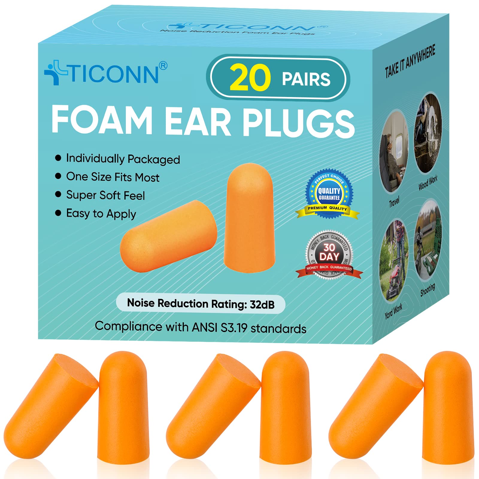 TICONN construction-site use ear plugs for hearing protection