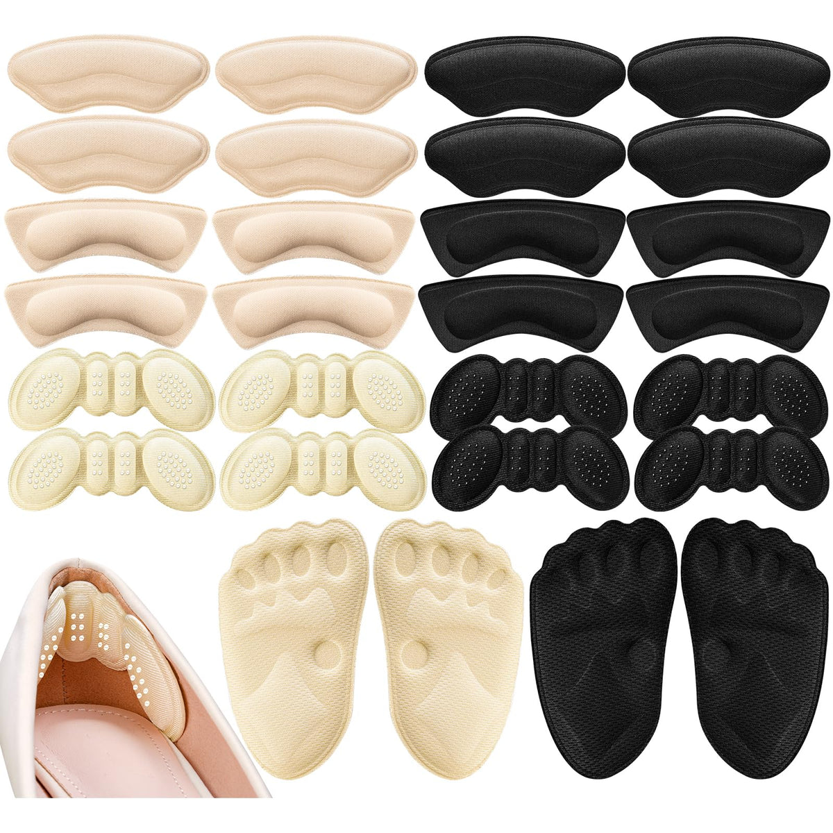 Tielwebelere: paquetes de almohadillas para talón, 12 pares, higiene y organización