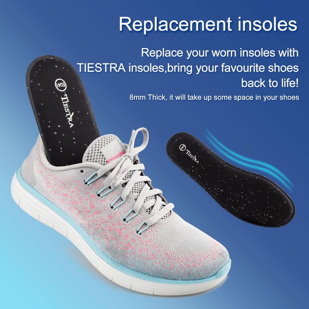 TIESTRA breathable inner soles ideal for running and tennis shoes.