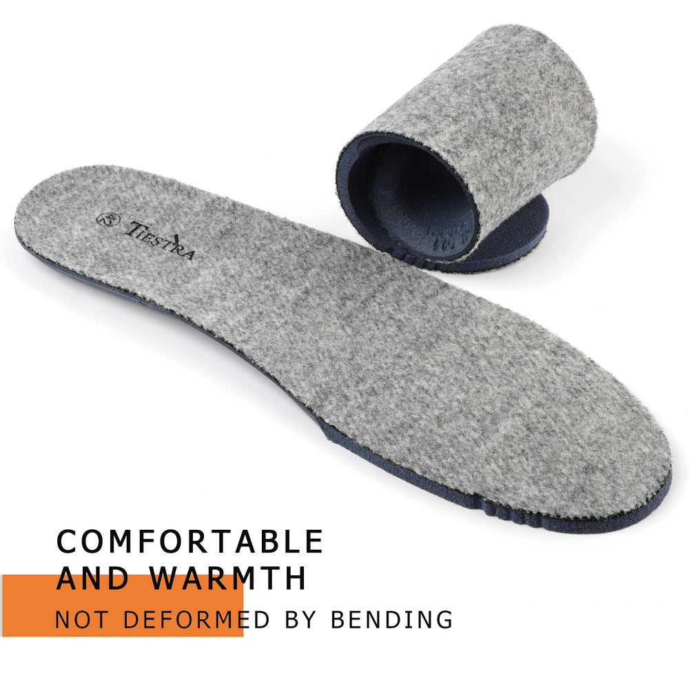 TIESTRA fleece-layered insoles stay attached to soles