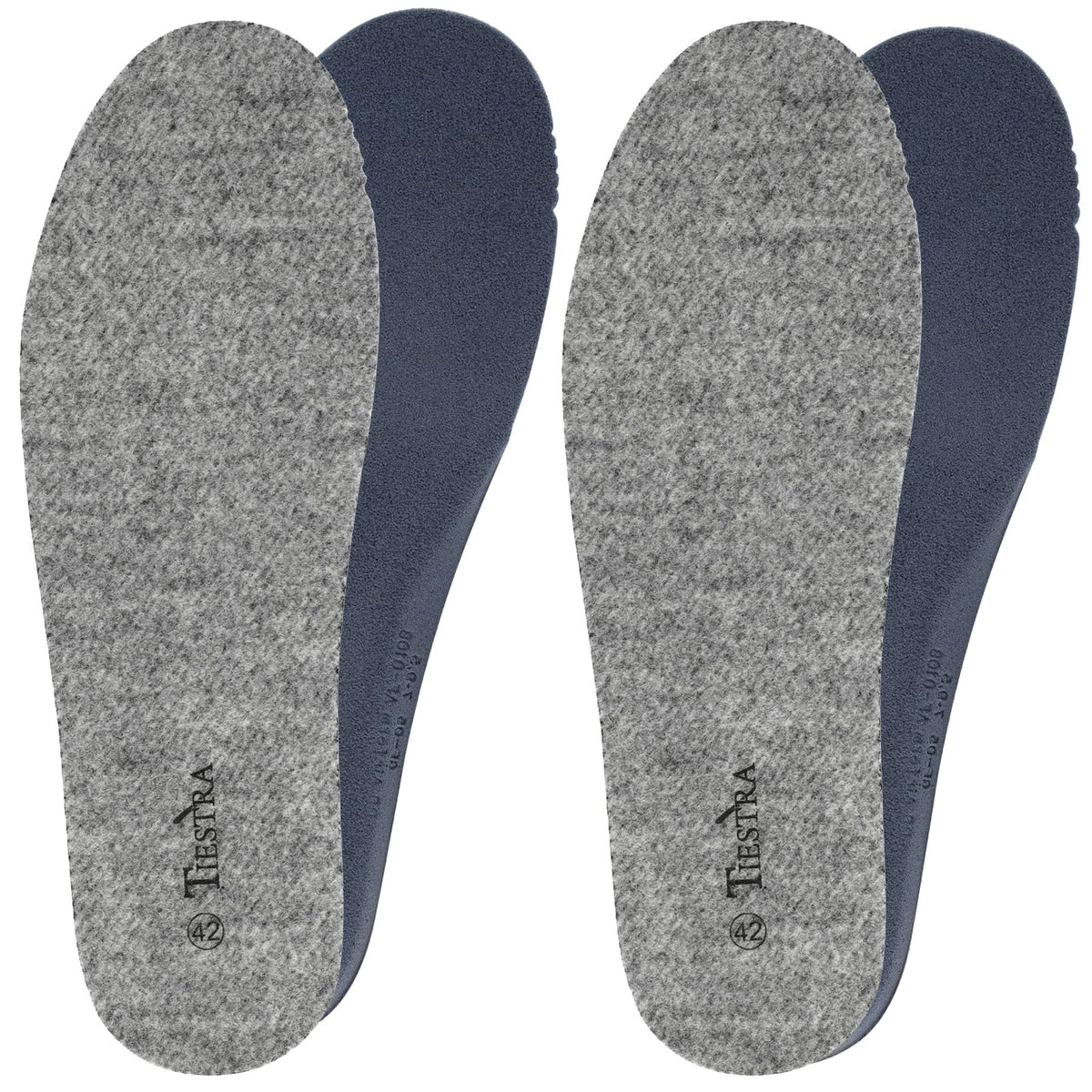 TIESTRA merino wool insoles front view two-pair set for winter footwear warmth