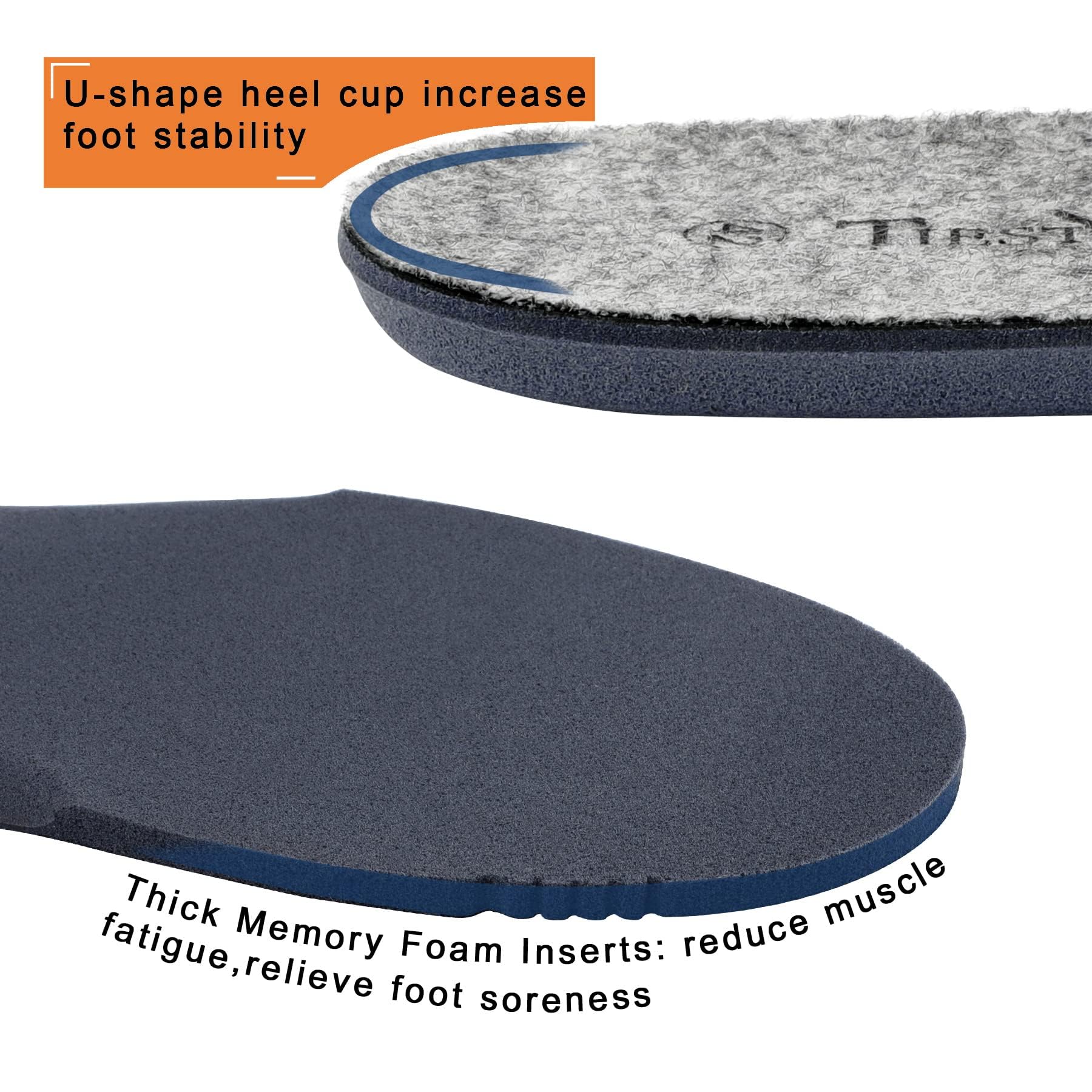 TIESTRA fleece-layer insoles stay securely attached and washable for easy care.