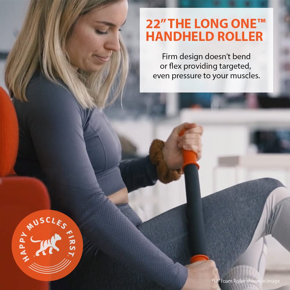 Tiger Tail easy-to-use roller for standing or sitting stretches.