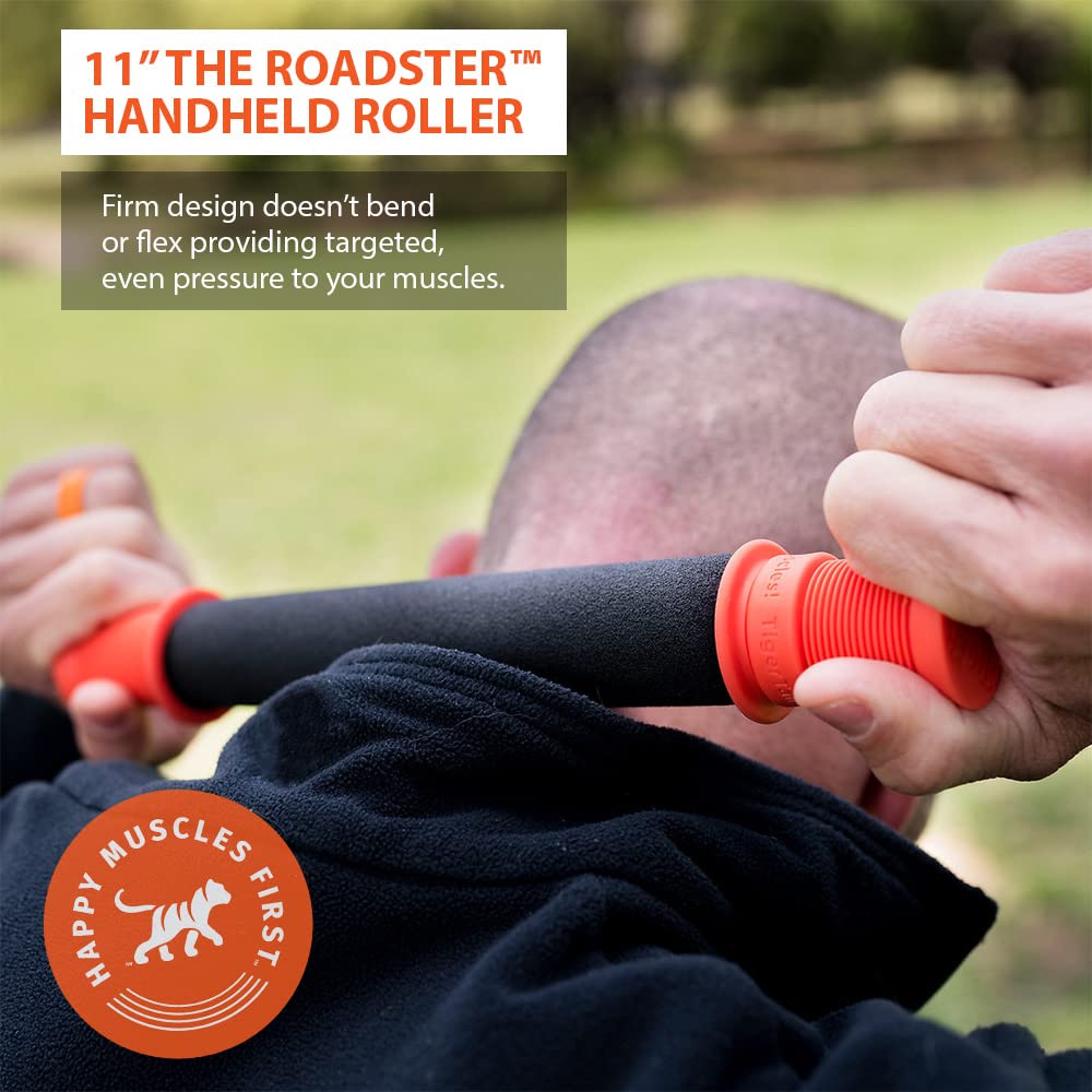 Tiger Tail Roadster 11-inch massage stick inside a gym bag for travel.
