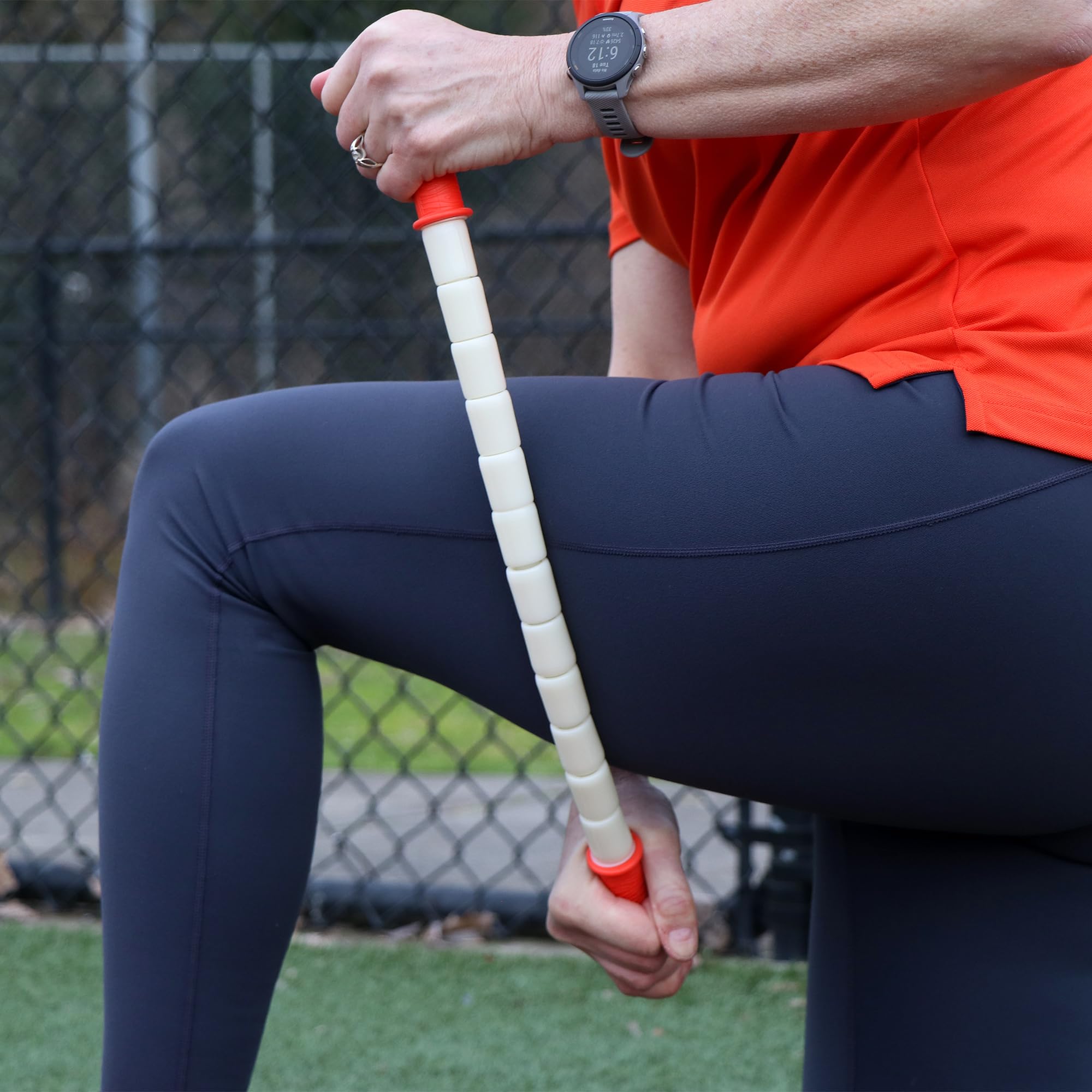 Tiger Tail The Stick leg muscle release for calves and hamstrings after workouts.