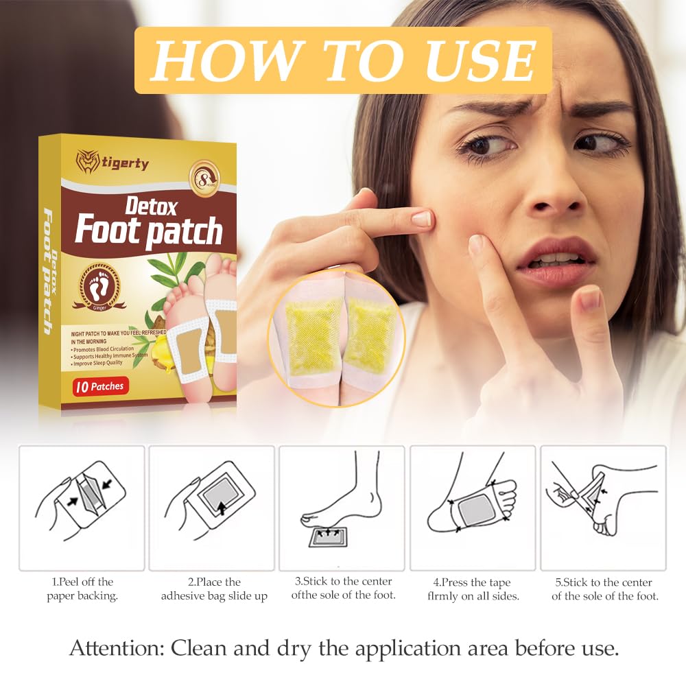 Tigerty Foot Patches highlighting bamboo vinegar for gentle cleansing and aroma.