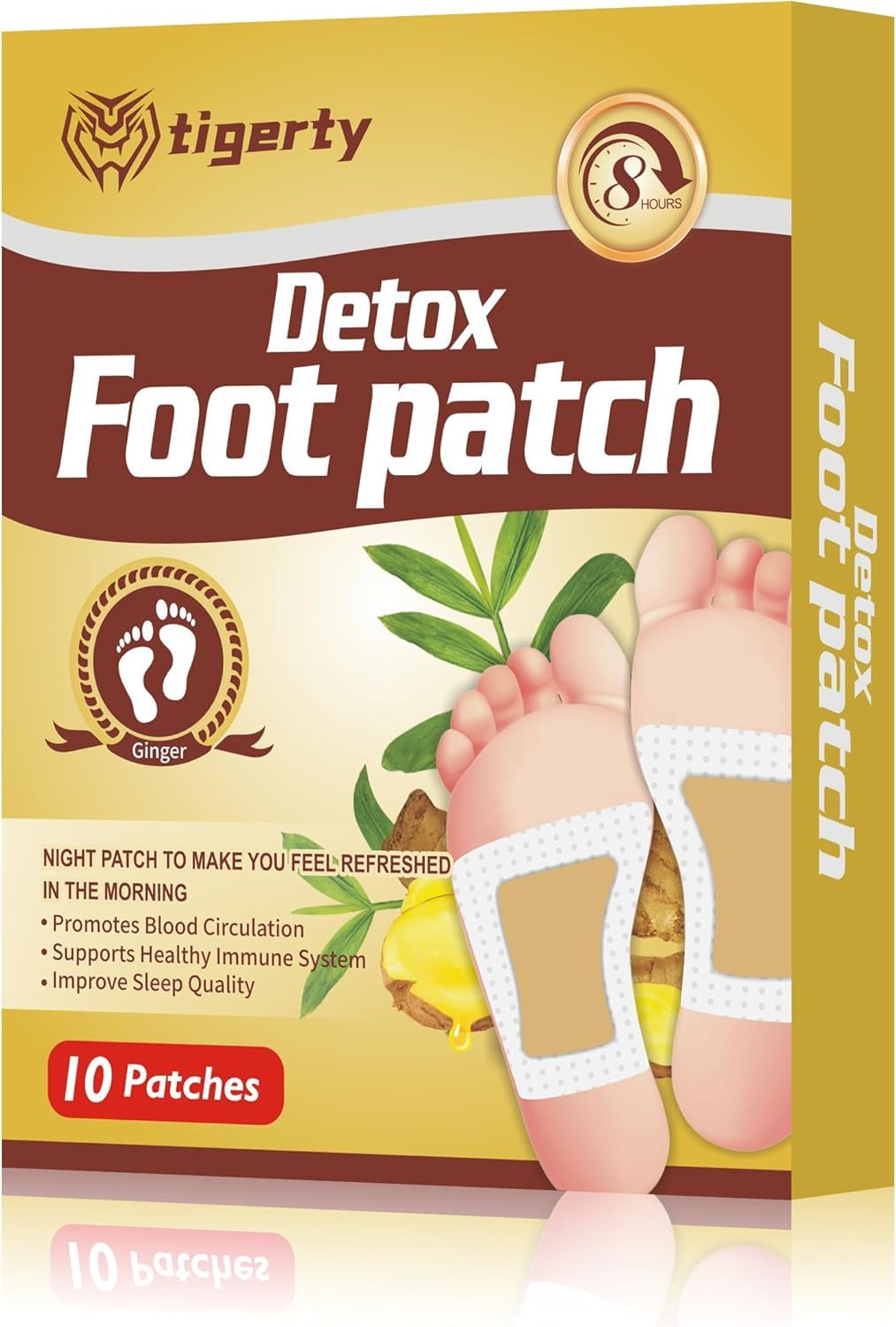 Tigerty Foot Patches showing deep cleansing action for refreshed feet.
