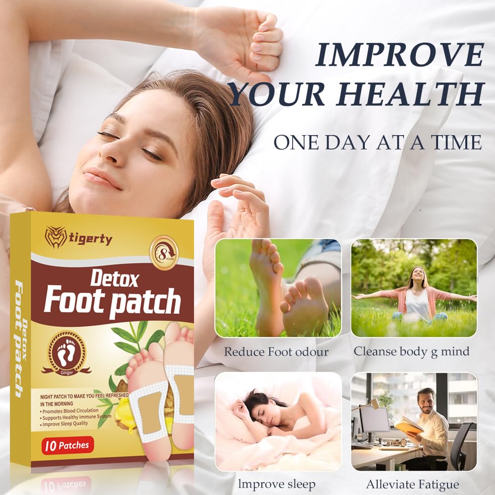 Tigerty Foot Patches promoting relaxation for a calmer bedtime routine.