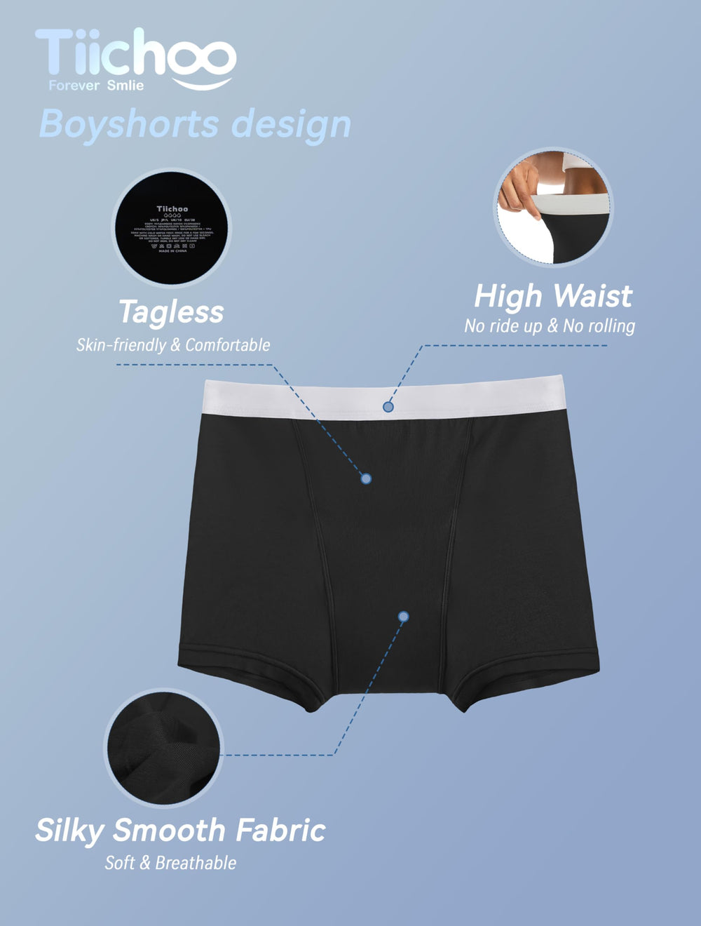 TIICHOO black pack of 3 display demonstrates versatile day and night wear.