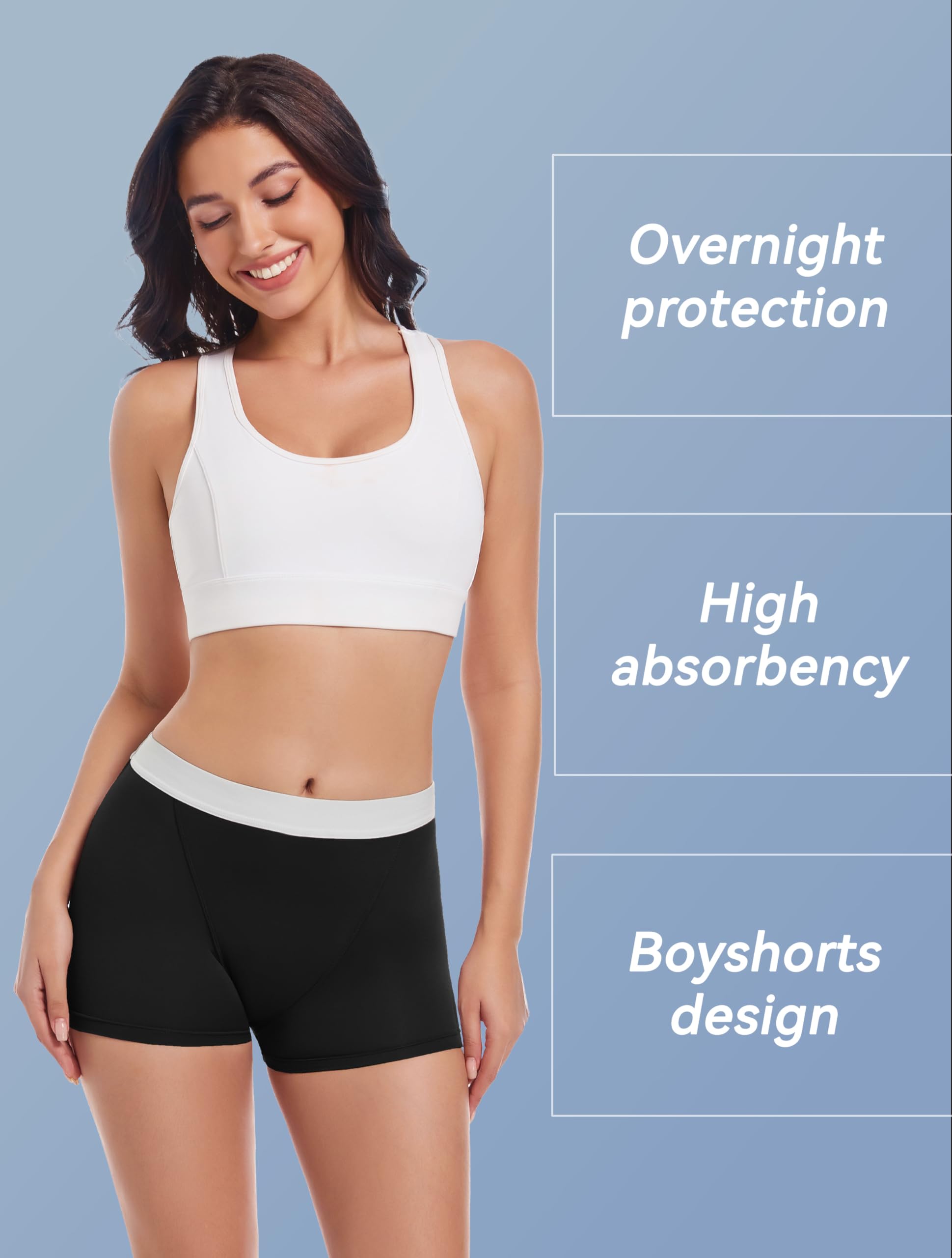 TIICHOO period underwear worn by model in night setup shows comfort and security.