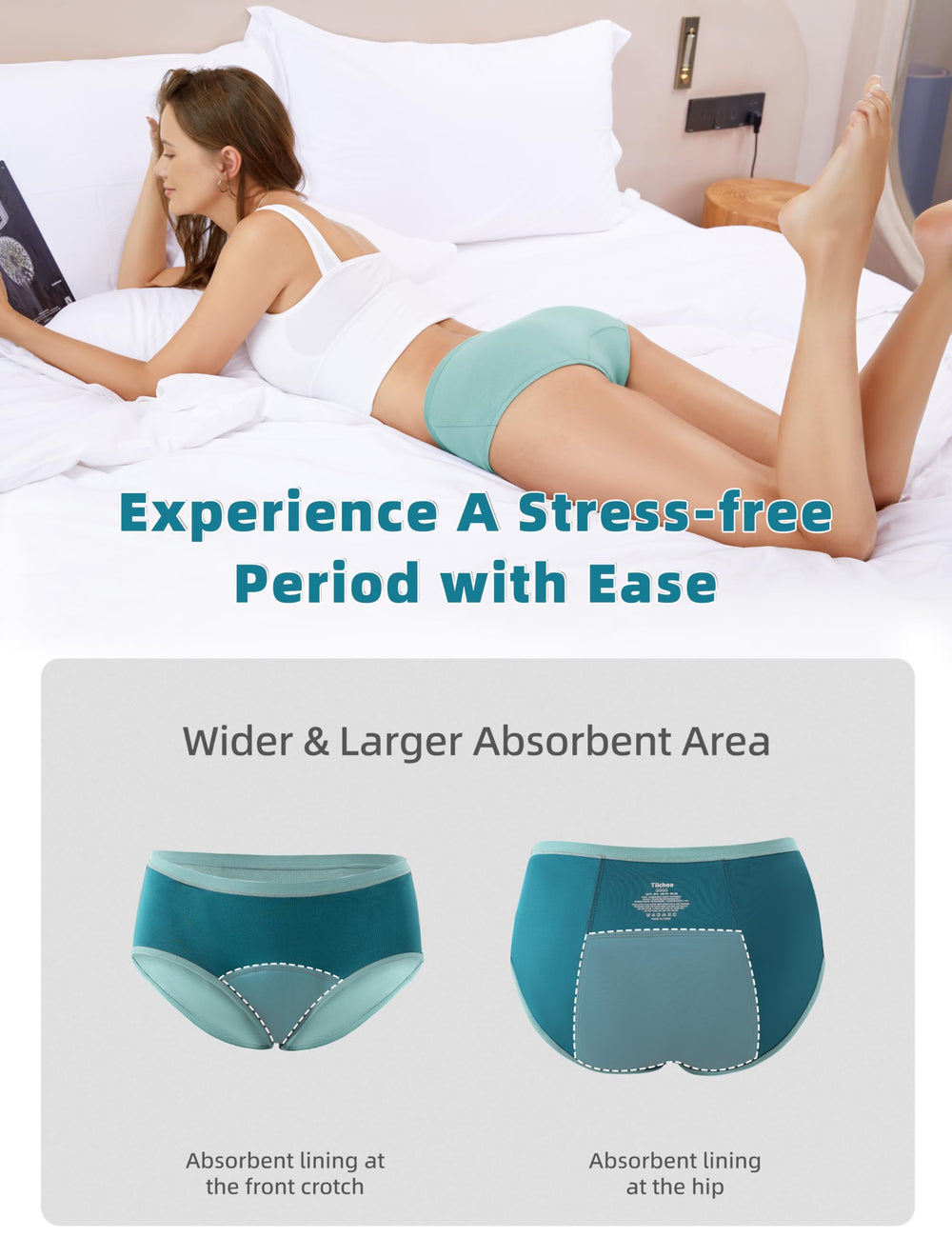 TIICHOO PFAs-free, reusable design supports sustainable menstrual wear.