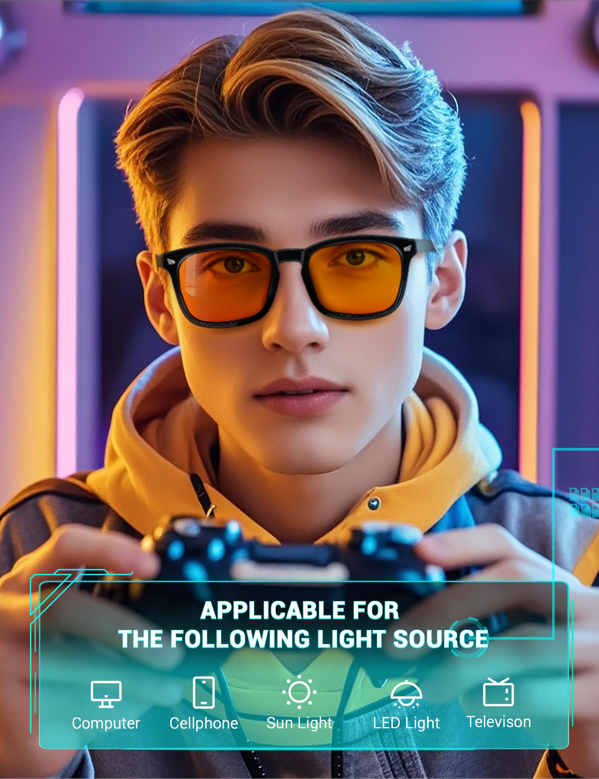 TIJN amber orange lens enhances contrast for computer gaming and late-night tasks