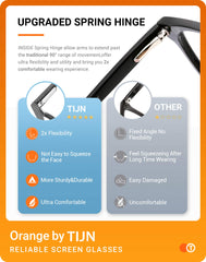 TIJN blue light blocking glasses hinge close-up showing lightweight design