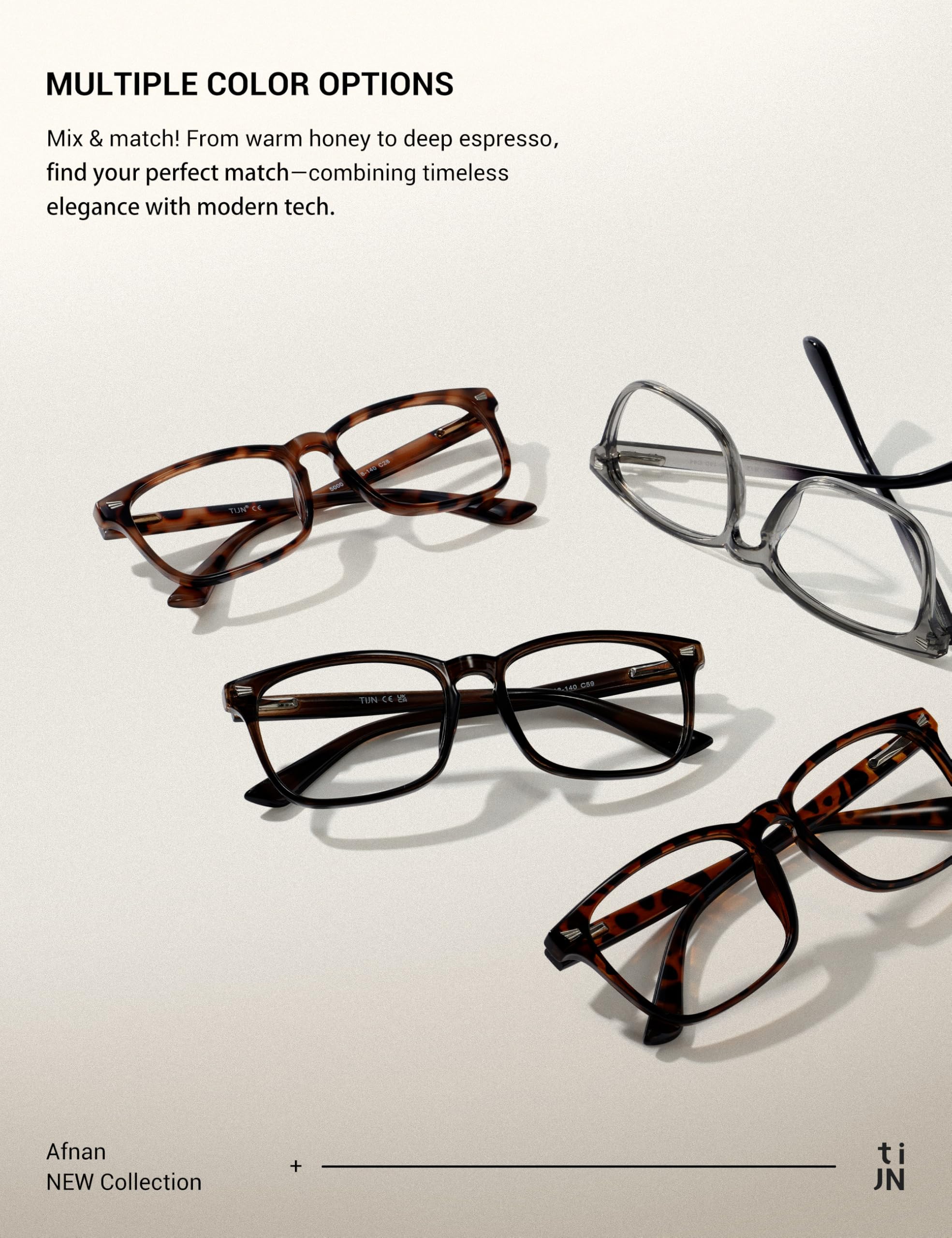 TIJN blue light blocking glasses model wearing versatile eyewear for work and study