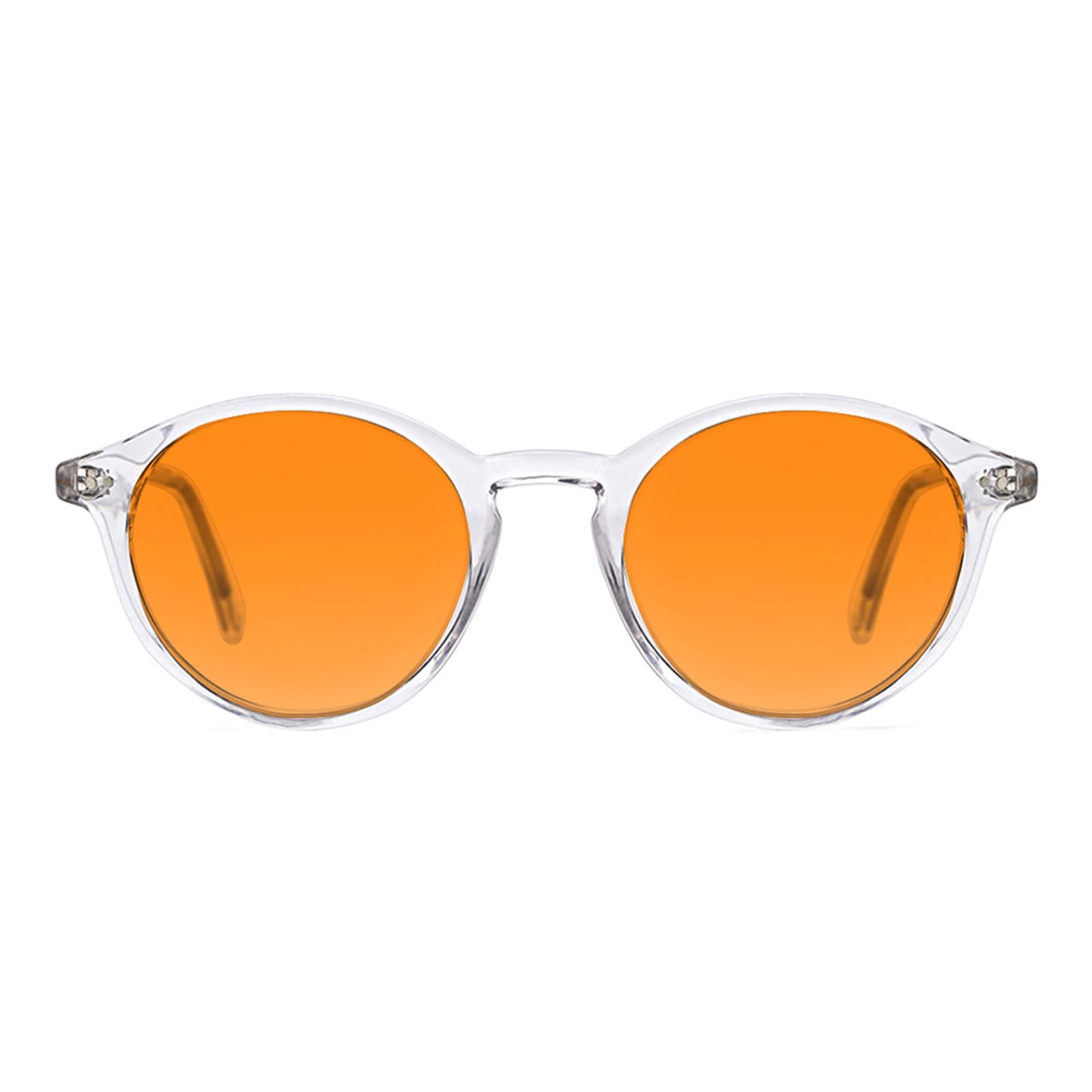 TIJN orange-lens blue light blocking glasses with round frame for comfortable screen viewing.