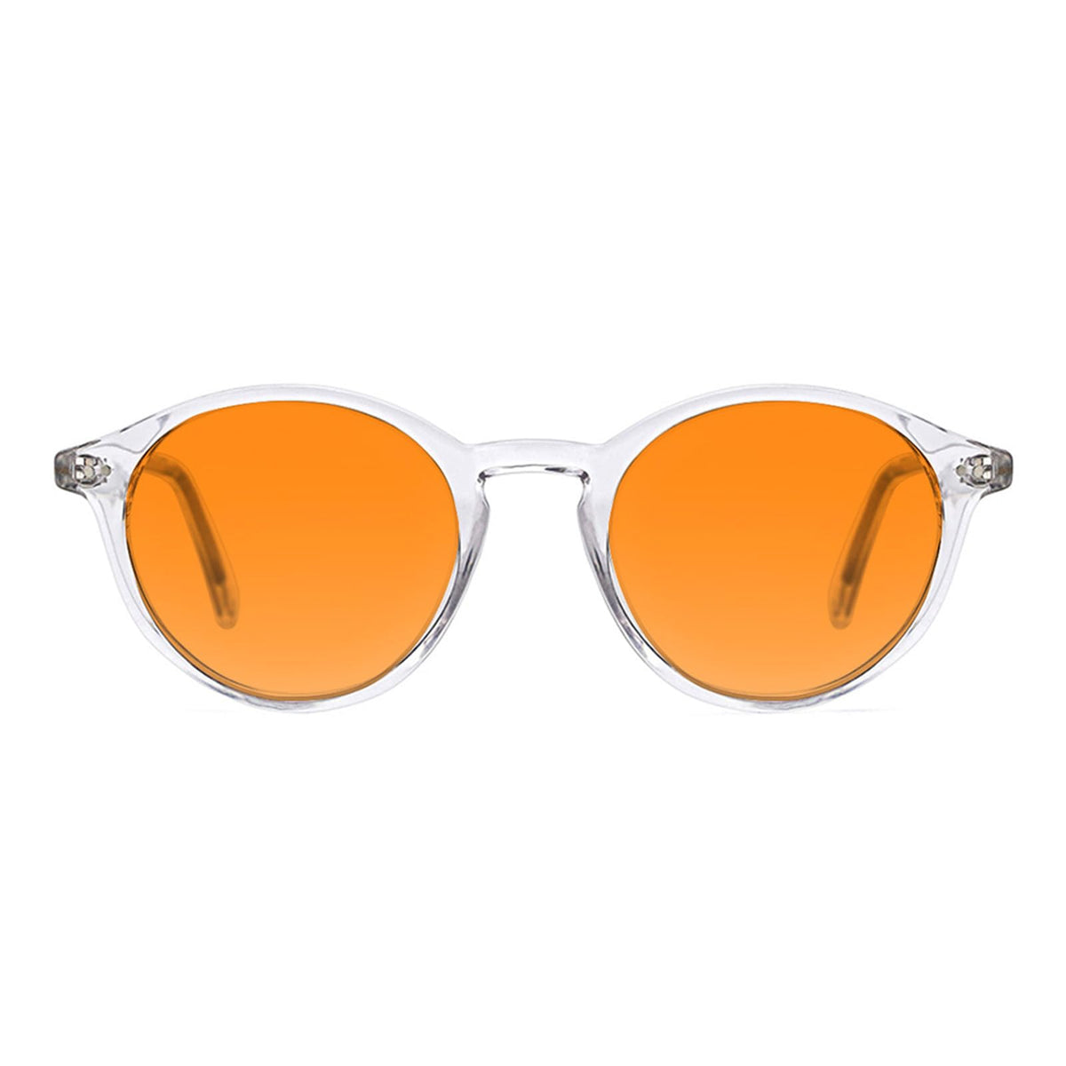 TIJN orange-lens blue light blocking glasses with round frame for comfortable screen viewing.